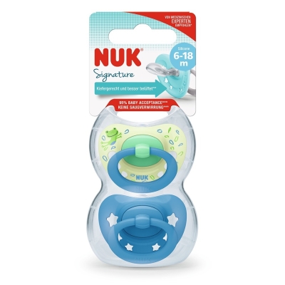 Chupete Nuk Signature 6-18 meses Azul x2 Uni