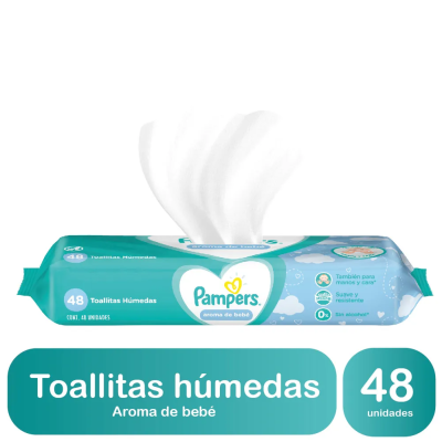 Toallas Humedas Pampers Wipes aroma bebe x48