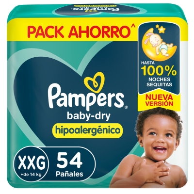 Pañales Pampers BabyDry XXG x54un