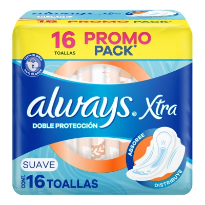 Toallas Femeninas Always Xtra Doble Proteccion Suave x16un