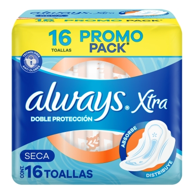 Toallas Femeninas Always Xtra Doble Proteccion Seca x16un