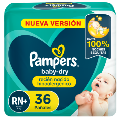 Pañales Pampers BabyDry Talle RN x36un