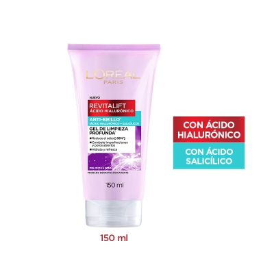 Gel Limpiador Loreal Revitalift Acido Hialuronic Anti Brillo x150Gr