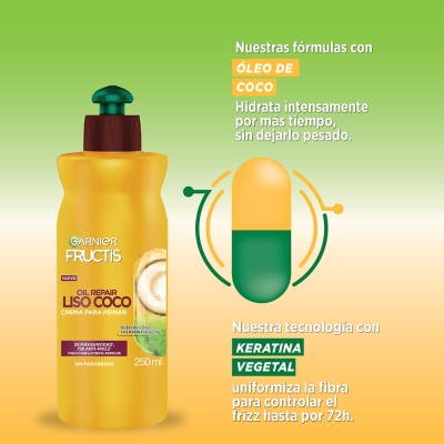 Crema Para Peinar Fructis Oil Repair Liso Coco x250ml