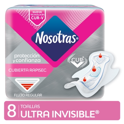 Toallitas Nosotras Ultra Invisible Rapisec Cur-V x8 unidades
