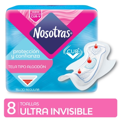 Toallitas Nosotras Ultra Invisible Tela Cur-V x8 unidades