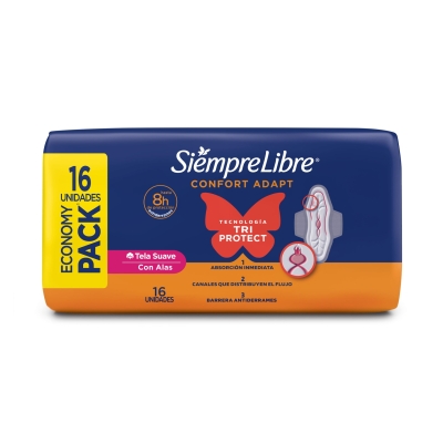Toallas Femeninas Siempre Libre Adapt Plus Con Alas x16un