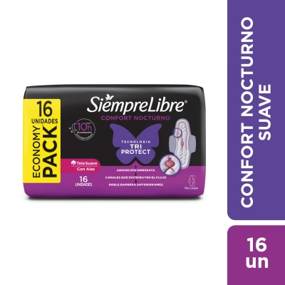 Toallas Femeninas Siempre Libre Adapt Plus Noche y Dia Suave x16un