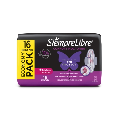 Toallas Femeninas Siempre Libre Adapt Plus Noche y Dia Suave x16un