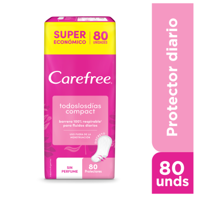 Protectores Diarios Carefree Todos Los Dias Compact x80un