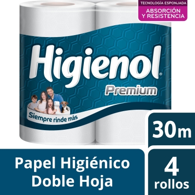 Papel Higienico Higienol x30m D/H Premium C/Aloe x4un