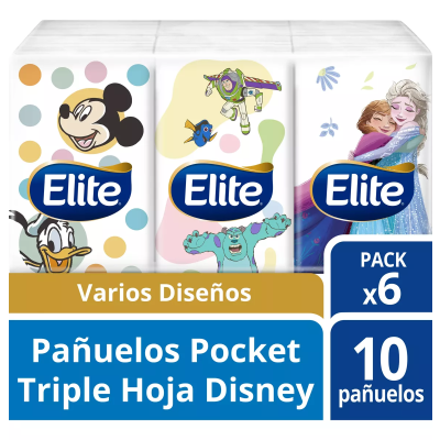 Pañuelos Descartables Elite Disney Pocket 10u X6