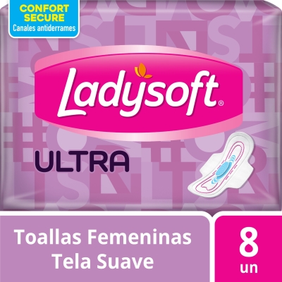 Toallas Femeninas Ladysoft Ultra Delgada Extra Algodon x8