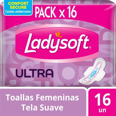 Toallas Femeninas Ladysoft Ultra Delgada Extra Algodon x16