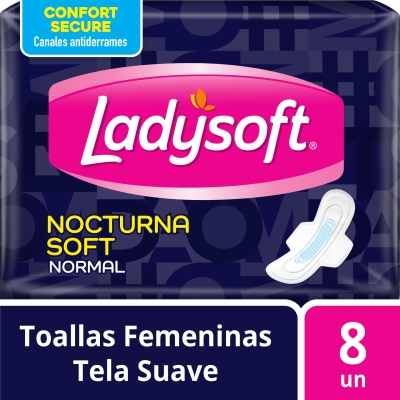 Toallas Femeninas Ladysoft Nocturna Extra Algodon x8