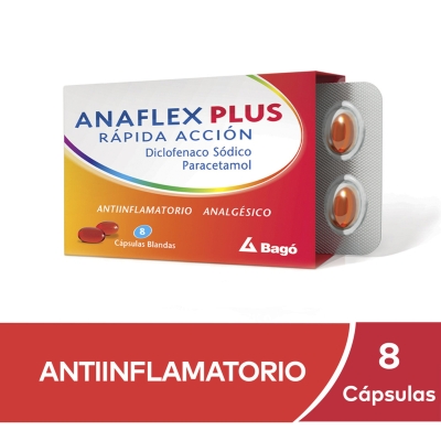 Anaflex Plus Rápida Acción Analgésico Antiinflamatorio x8 Cápsulas Blandas