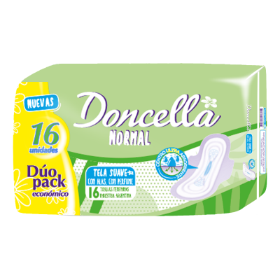 Toallas Femeninas Doncella Duopack Con Alas y Deo x16 unidades