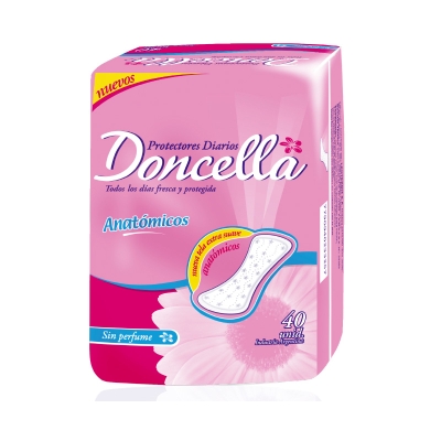 Protectores Diarios Doncella Anatómicos Sin Deo x40un