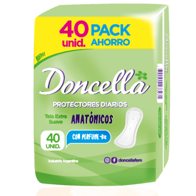 Protectores Diarios Doncella Anatómicos Con Deo x40un