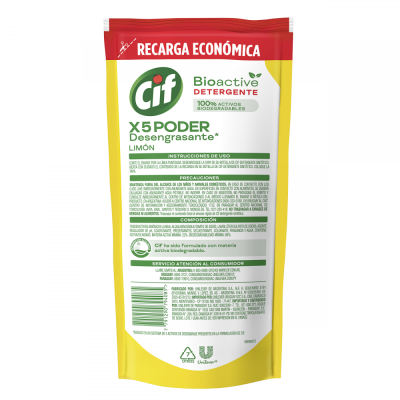 Detergente CIF Bioactive Limón Doypack 450 ml