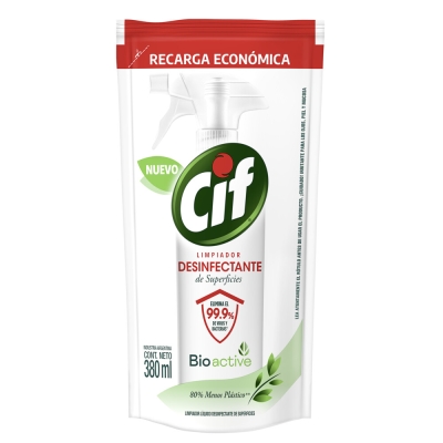 Limpiador Líquido Desinfectante de Superficies CIF Original 380 ml