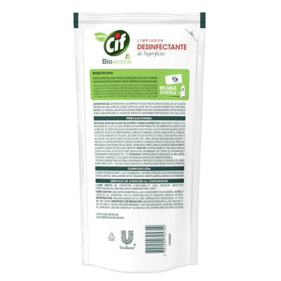 Limpiador Líquido Desinfectante de Superficies CIF Original 380 ml