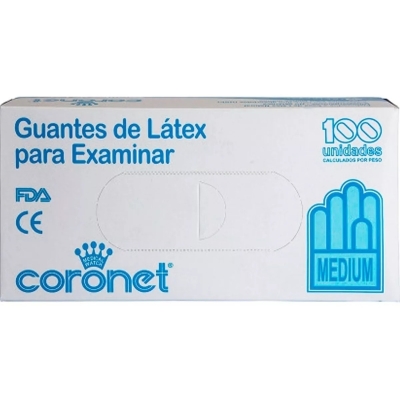 Coronet Guantes de Latex x100un Talle Mediano