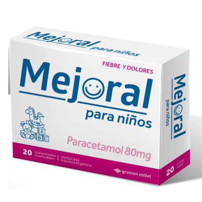 Mejoral para Niños Analgésico Antifebril 80 mg Comprimidos Masticables x20
