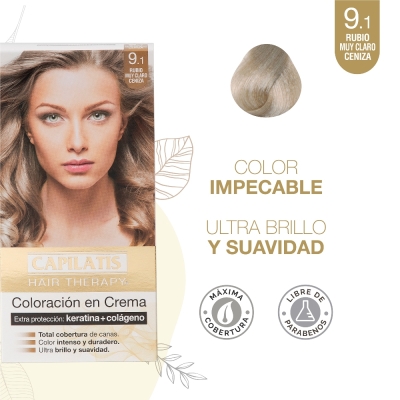 Coloración Capilatis Rubio Muy Claro Ceniza 9.1