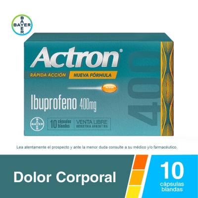 Actron R&aacute;pida Acci&oacute;n Nueva F&oacute;rmula Ibuprofeno 400 mg Analg&eacute;sico Antiinflamatorio x10 C&aacute;psulas Blandas