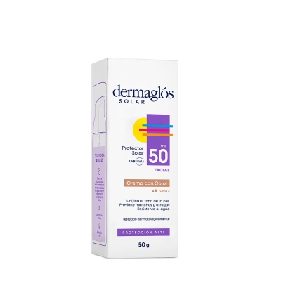 Protector Solar Dermaglos Solar Facial FPS50 Tono Medio x50gr