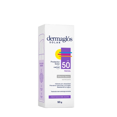 Protector Solar Dermaglos Solar F50 Facial Sin Color x50gr