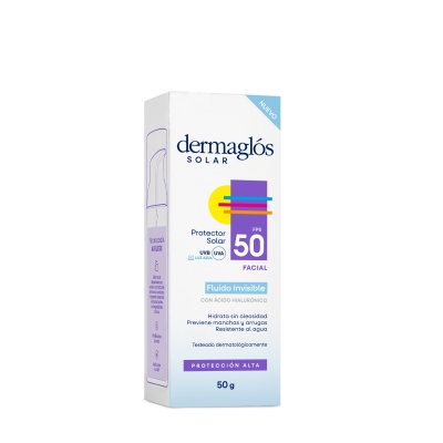 Protector Solar Facial Dermaglos FPS50 Fluido Sin Color x50gr