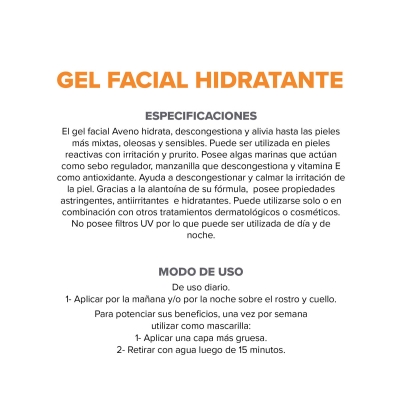 Gel Facial Aveno Piel Sensible Mixta A Oleosa x50gr