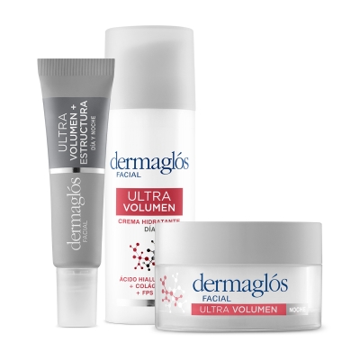 Kit Facial Dermaglós Ultra Volumen Crema Dia Noche Ojos