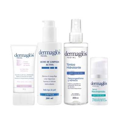 Kit Facial Dermaglós Rutina Piel Seca + Serum Niacinamida