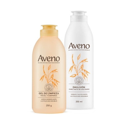 Kit Cuidado Facial y Corporal Aveno Limpieza +Emulsión 250ml