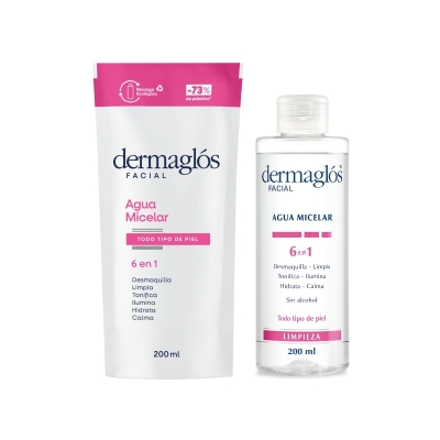 Kit Dermaglós Agua Micelar 200ml + Refill 200ml