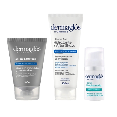 Kit Facial Dermaglós Hombres Rutina express Niacinamida