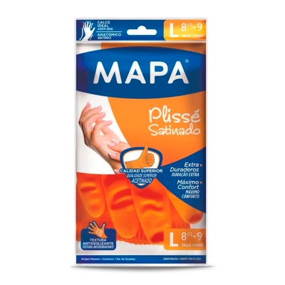 Guantes Mapa Plisse Satinado Talle L