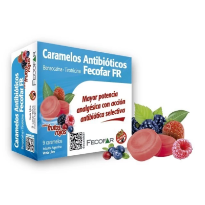 Fecofar Free Caramelos Antibióticos Anestésico Bucofaríngeo Frutos Rojos x9