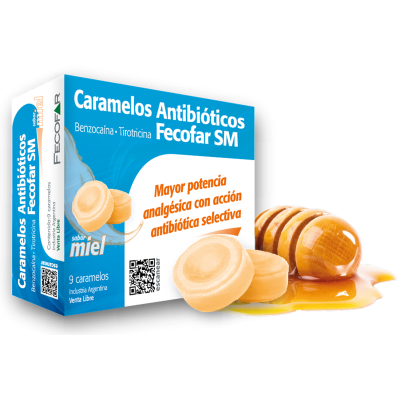 Fecofar Free Caramelos Antibióticos Anestésico Bucofaríngeo x9