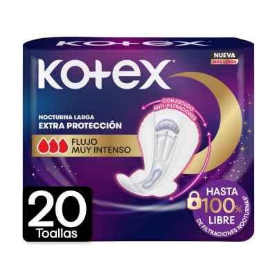 Toallas Femeninas Kotex Nocturna Larga x20un