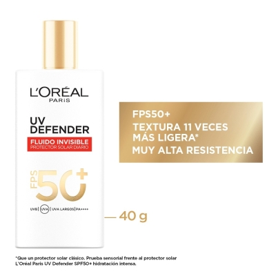 Protector Solar Uv Defender Fluido Invisible de L'Oreal Paris FPS50+ 