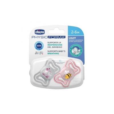 Chupete Chicco X2 Physio Light 2-6M Sil Nena