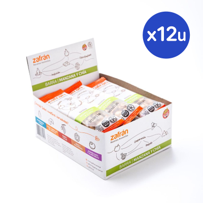 Combo Zafran Barras de Frutos secos Manzana y ch&iacute;a  x12 Unidades
