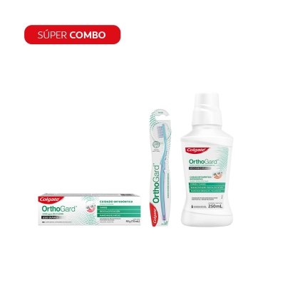 Combo Colgate Orthogard Pasta Dental + Enjuague Bucal + Cepillo de Dientes