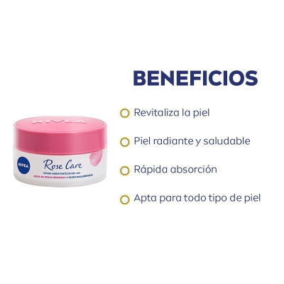 Combo NIVEA Rose Care Mist facial + Gel facial hidratante + Leche y tónico 2en1 + Protector solar facial FPS50