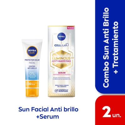 Combo Nivea Protección Solar Facial Anti Brillo y Tratamiento 