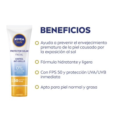 Combo Nivea Protección Solar Facial Anti Brillo y Tratamiento 